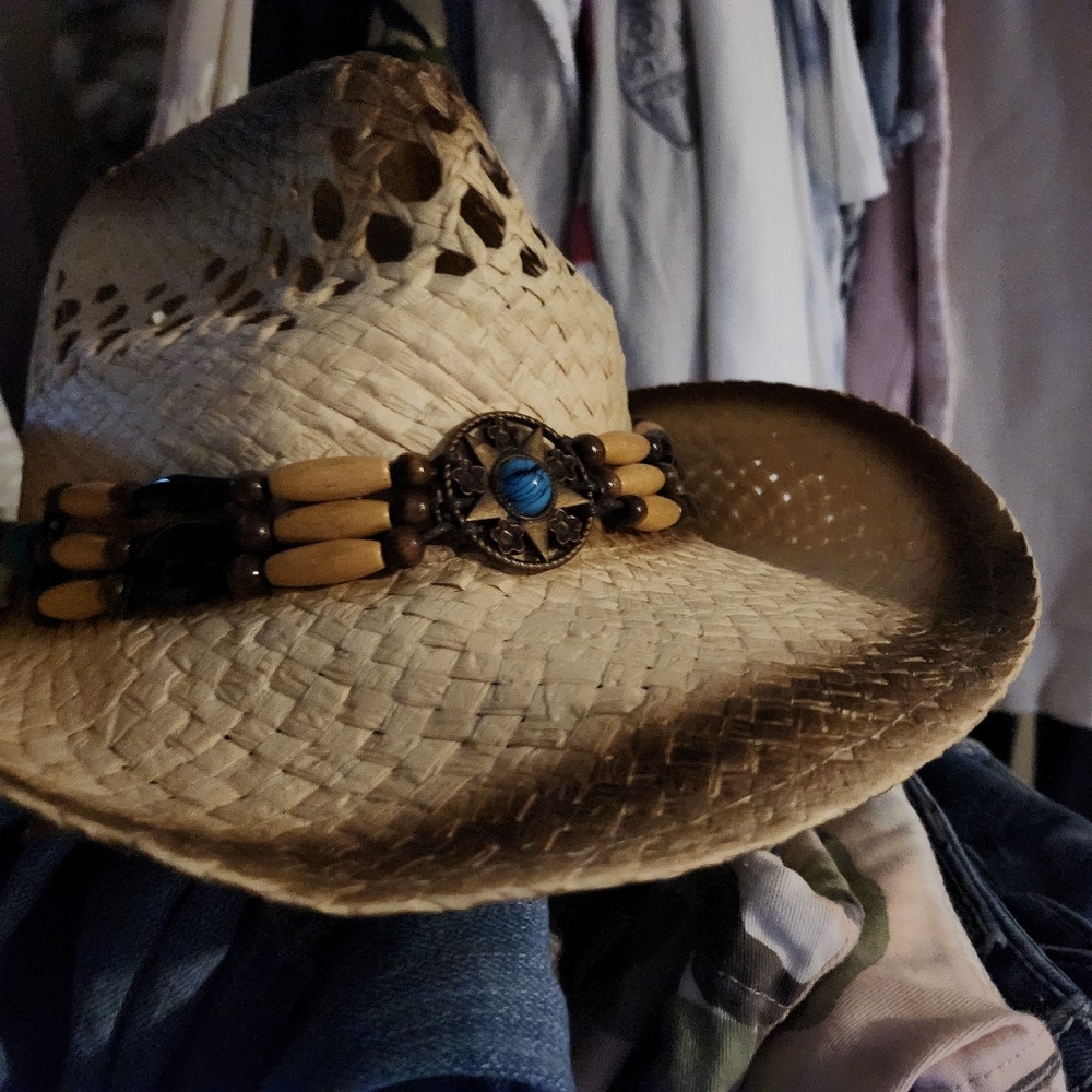 STRAW HAT cowgirl with hat band faux turquoise accent Boot Barn